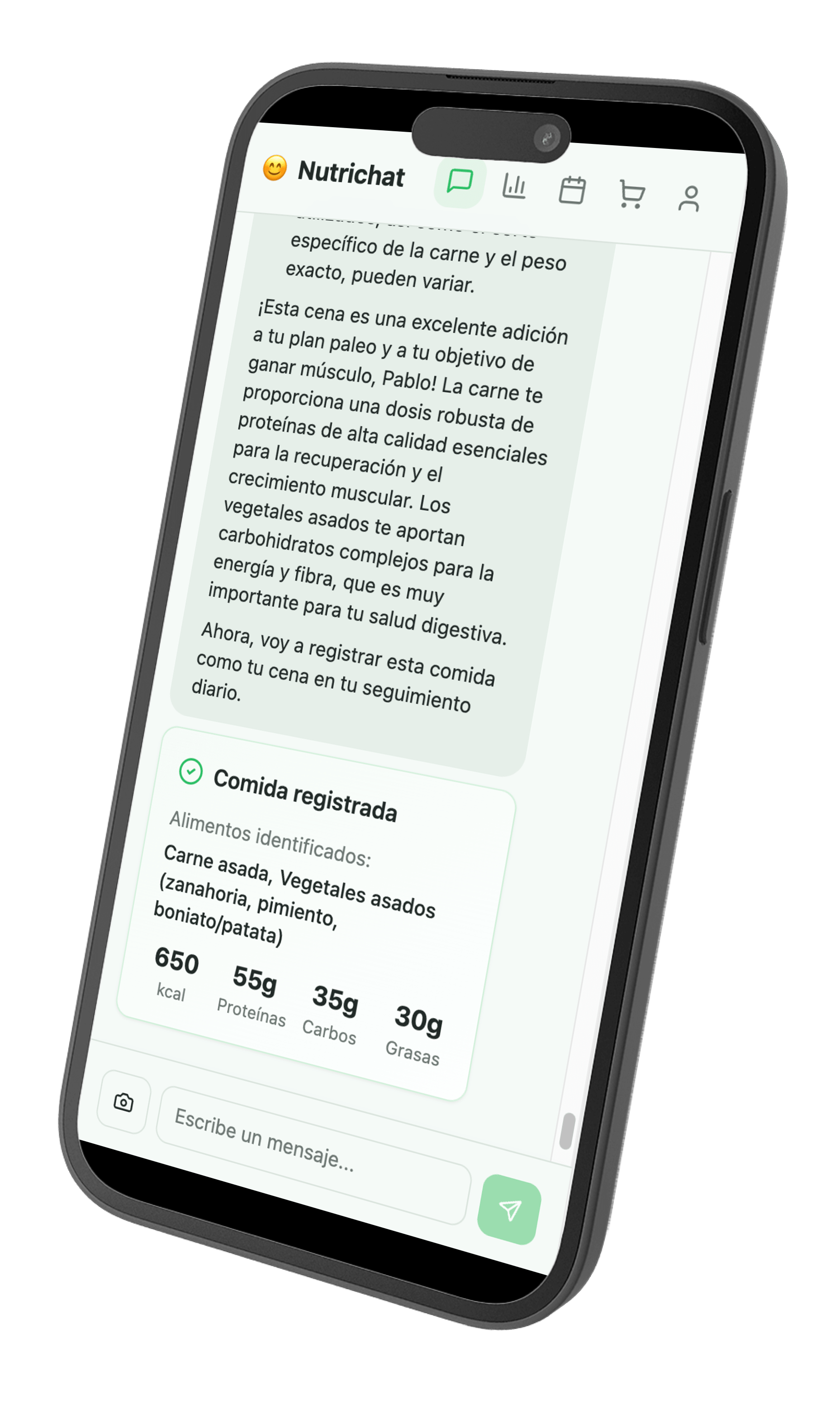 Nutrichat - Contador de calorías y asistente nutricional